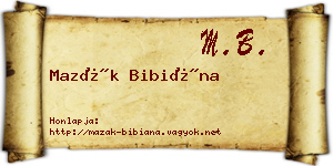 Mazák Bibiána névjegykártya